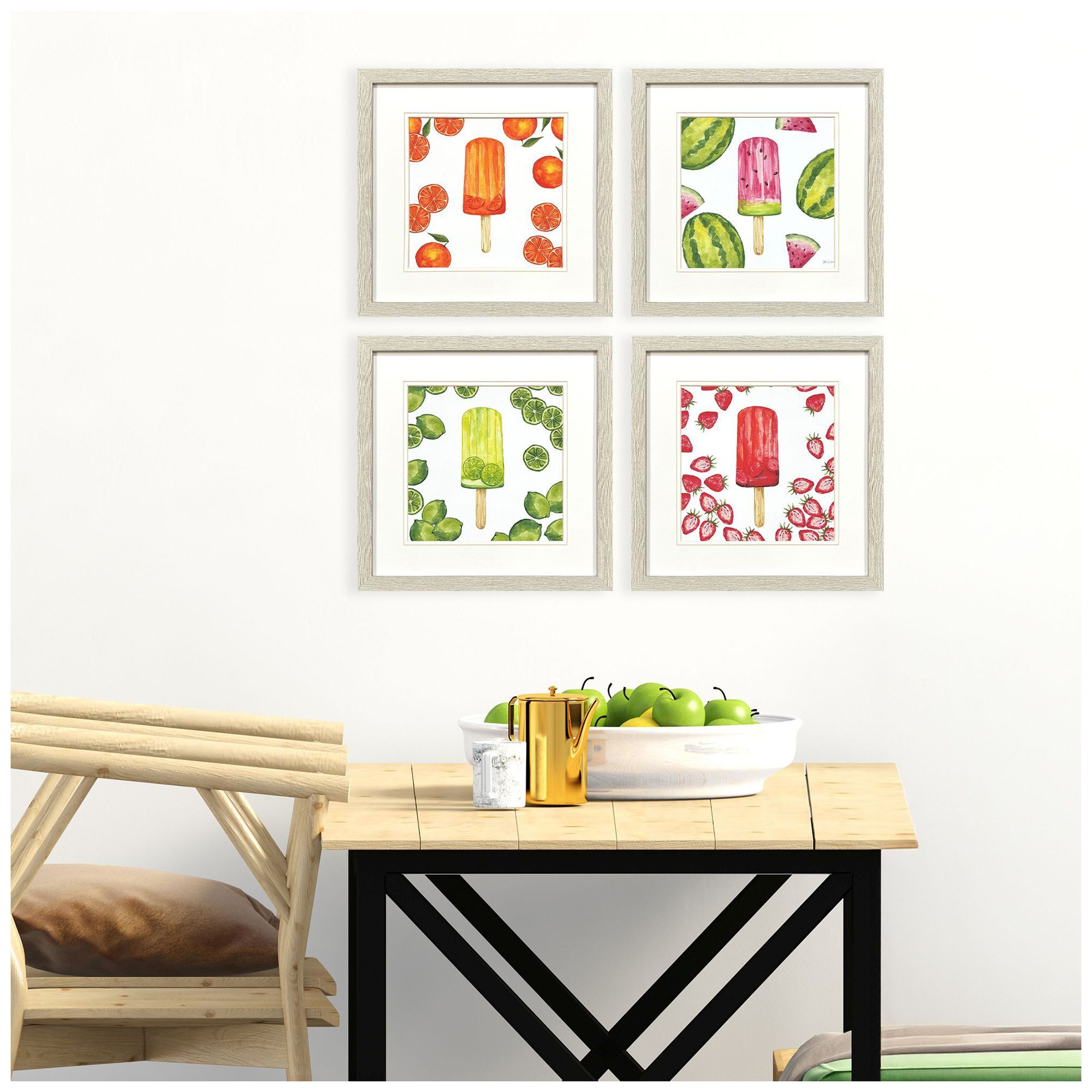Image 4 Fruity Popsicles 15"W x 15"H Framed Art Set of 4 more views
