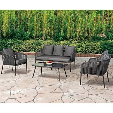 Fruman Dark Gray and Light Gray 4-Piece Conversation Set