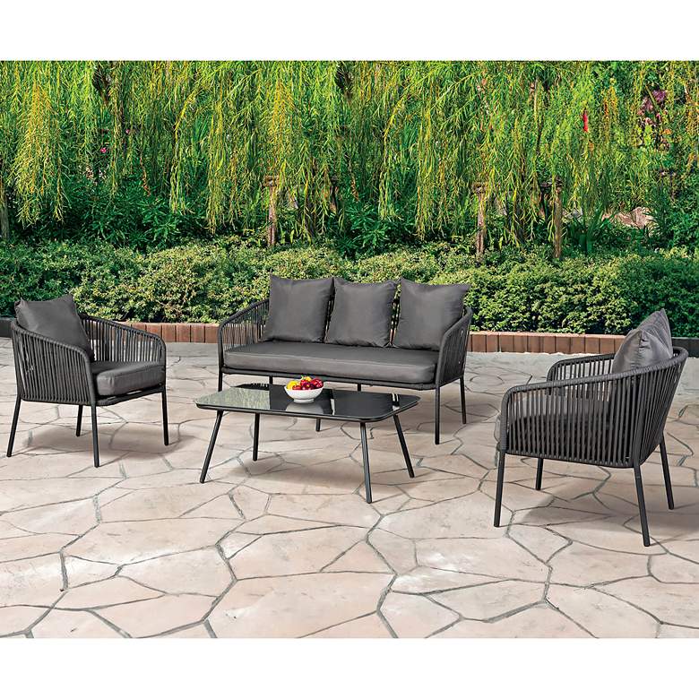 Image 1 Fruman Dark Gray and Light Gray 4-Piece Conversation Set