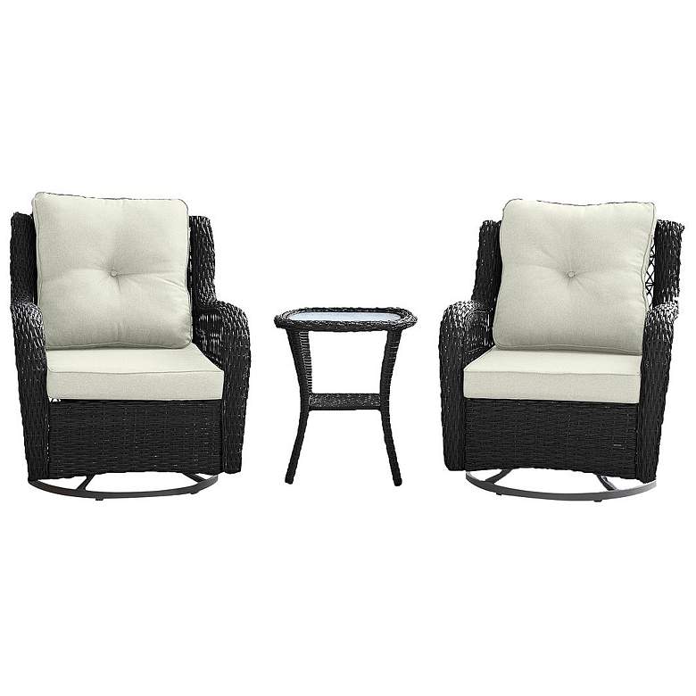 Image 1 Fruttuo Patio 2-Person Seating Group with End Table with Cream Cushions