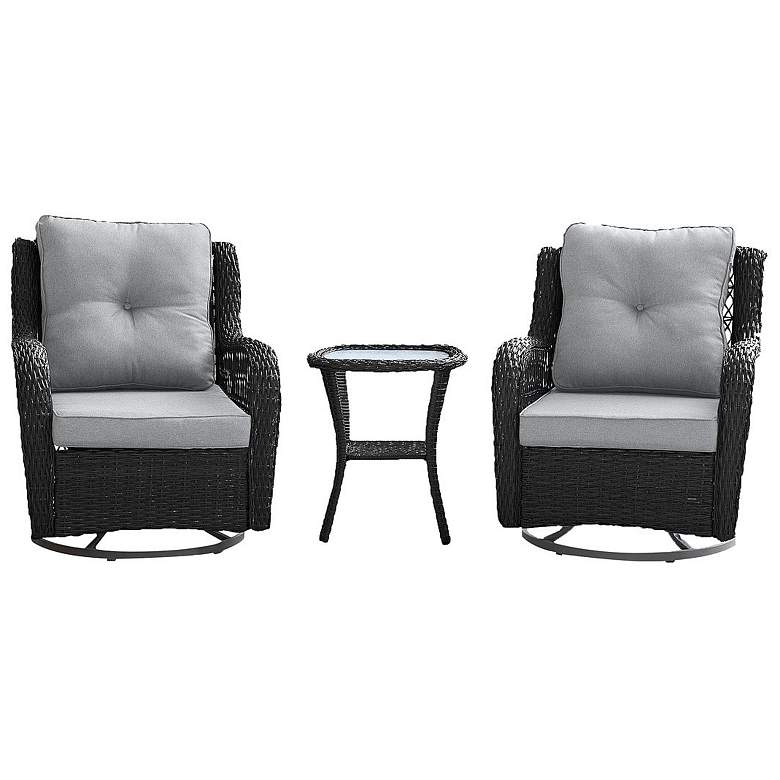Image 1 Fruttuo Patio 2-Person Seating Group with End Table with Grey Cushions