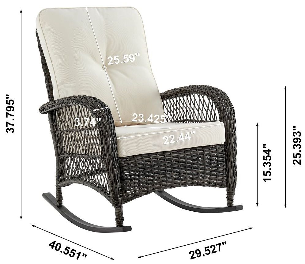 Image 3 Fruttuo Patio Rocking Chair with Cream Cushions more views
