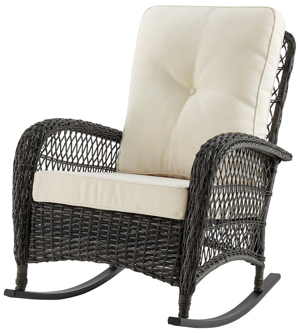 Image 4 Fruttuo Patio Rocking Chair with Cream Cushions more views
