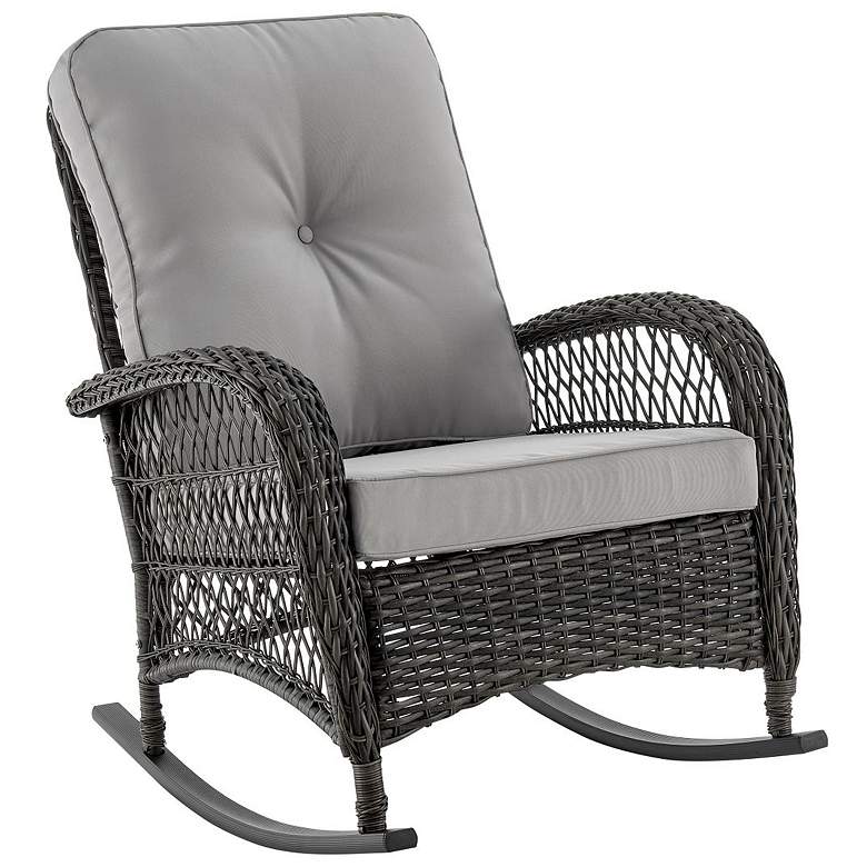 Image 1 Fruttuo Patio Rocking Chair with Grey Cushions