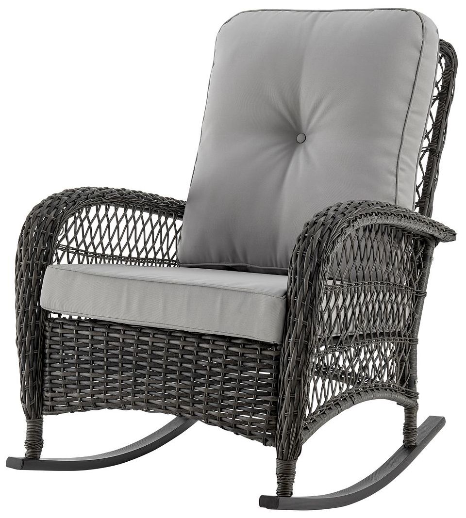 Image 4 Fruttuo Patio Rocking Chair with Grey Cushions more views