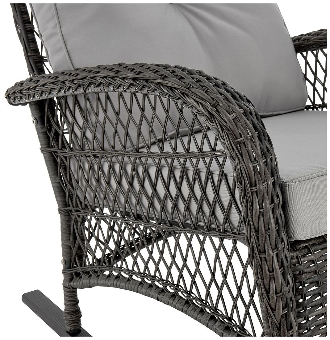 Image 5 Fruttuo Patio Rocking Chair with Grey Cushions more views