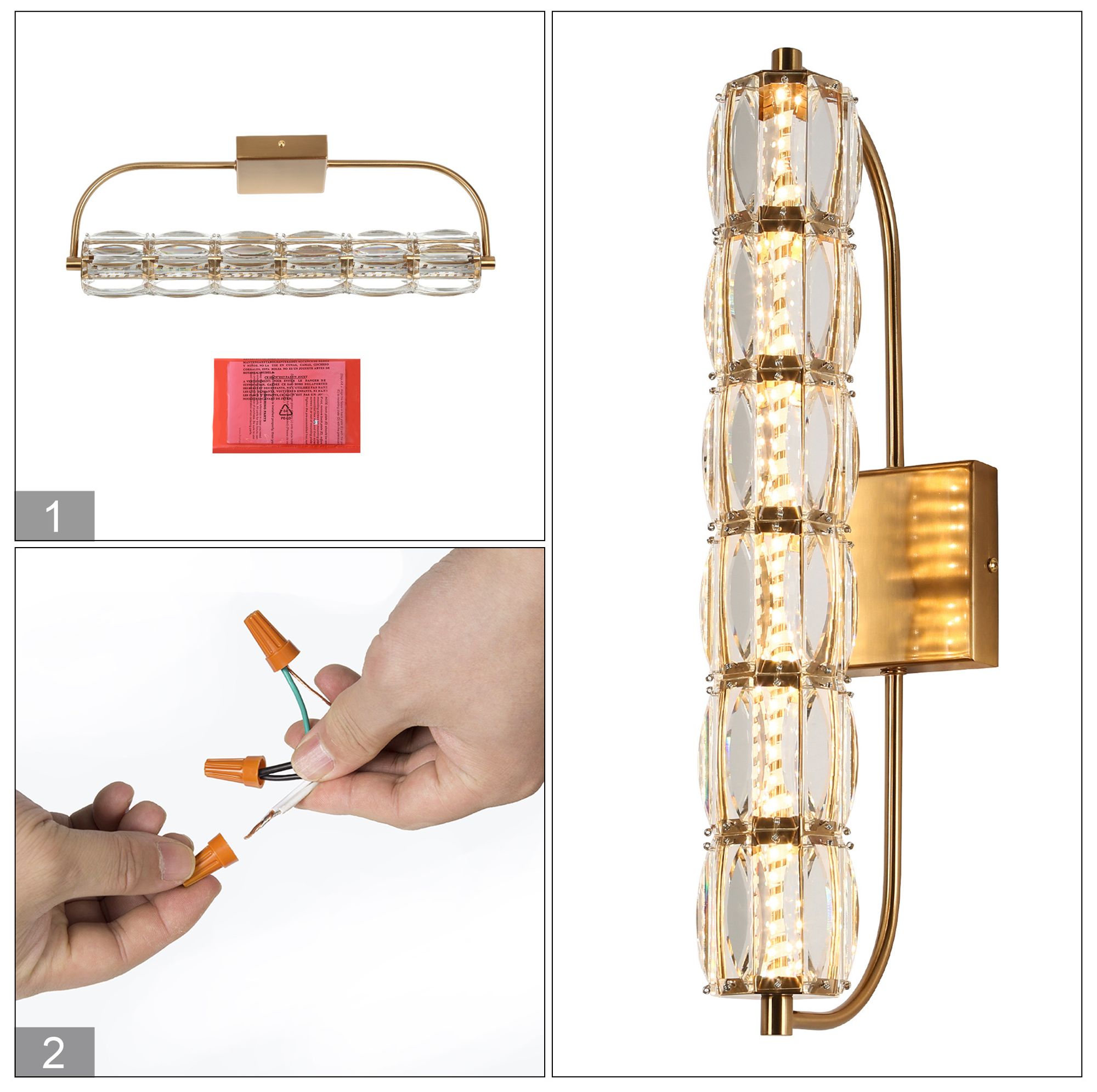 Frvabert 1-Light LED Crystal Wall Sconces