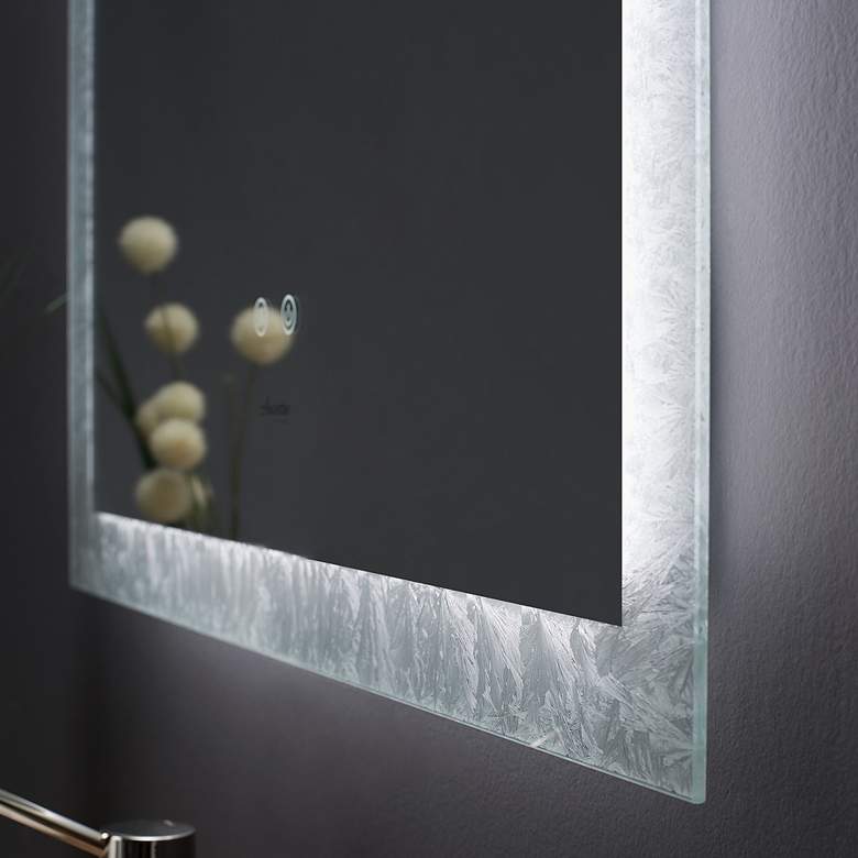 Image 6 Frysta Frozen Glass 40 inch x 30 inch Oversized LED Wall Mirror more views