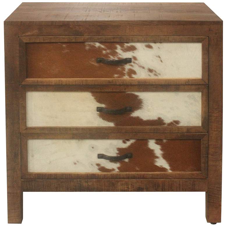 Image 1 Ft. Worth 30" Wide Brown Cowhide 3-Drawer Accent Chest