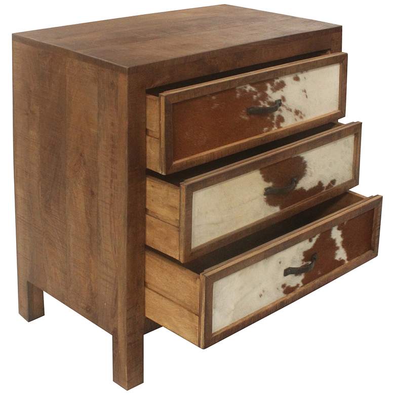 Image 4 Ft. Worth 30" Wide Brown Cowhide 3-Drawer Accent Chest more views
