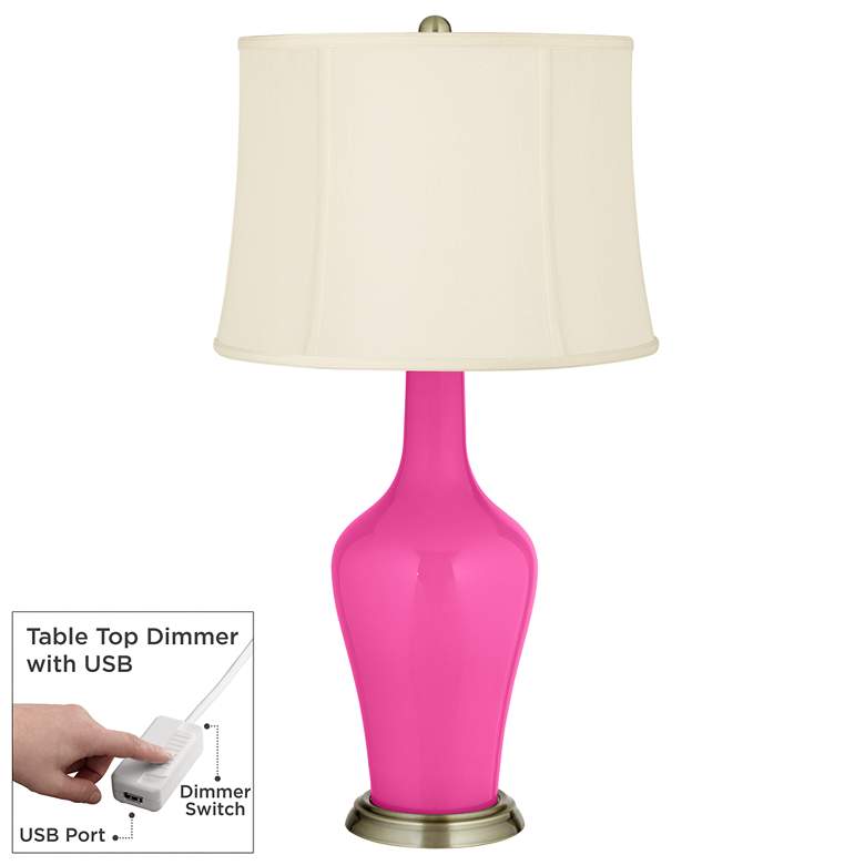 Image 1 Fuchsia Anya Table Lamp with Dimmer