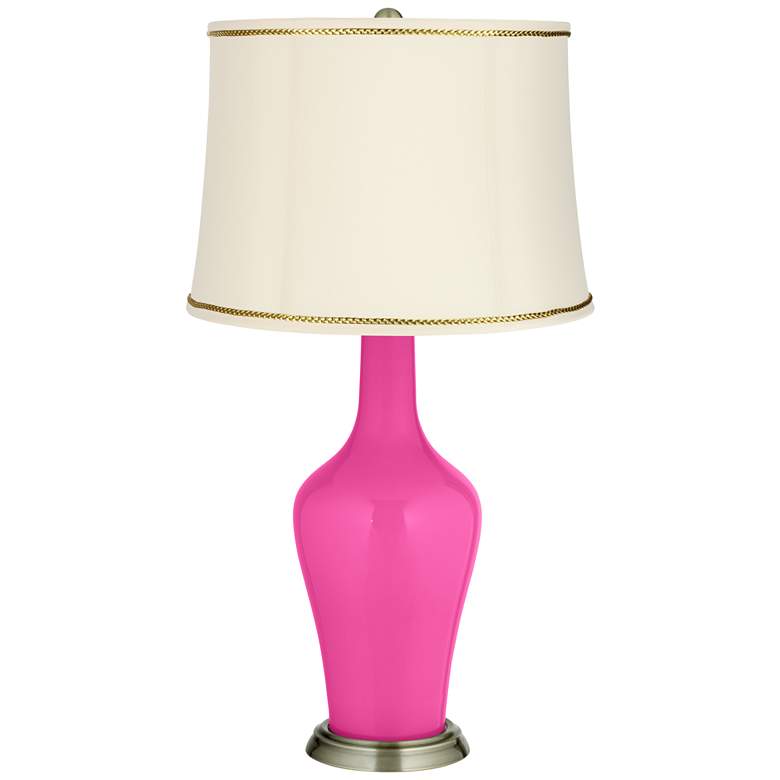 Image 1 Fuchsia Anya Table Lamp with President&#39;s Braid Trim