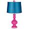 Fuchsia Apothecary Lamp-Finial and Satin Turquoise Shade