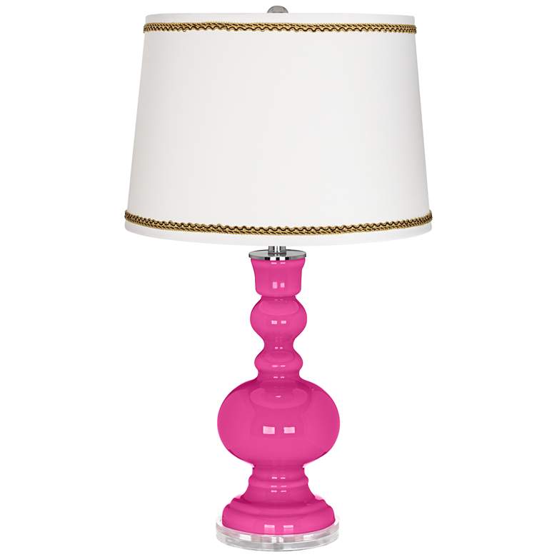 Image 1 Fuchsia Apothecary Table Lamp with Twist Scroll Trim