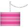 Fuchsia Bold Stripe Giclee Glow Plug-In Swag Pendant