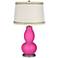 Fuchsia Double Gourd Table Lamp with Rhinestone Lace Trim
