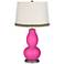 Fuchsia Double Gourd Table Lamp with Wave Braid Trim