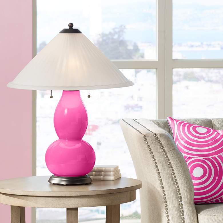 Image 1 Fuchsia Fulton Table Lamp with Fluted Glass Shade