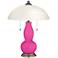 Fuchsia Gourd-Shaped Table Lamp with Alabaster Shade
