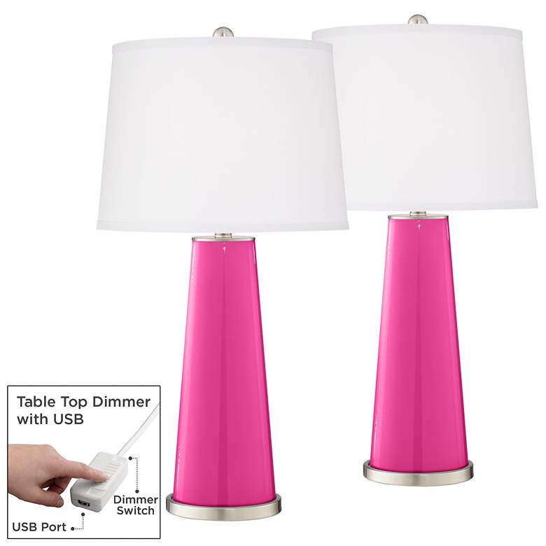 Image 1 Fuchsia Leo Table Lamp Set of 2 with Dimmers