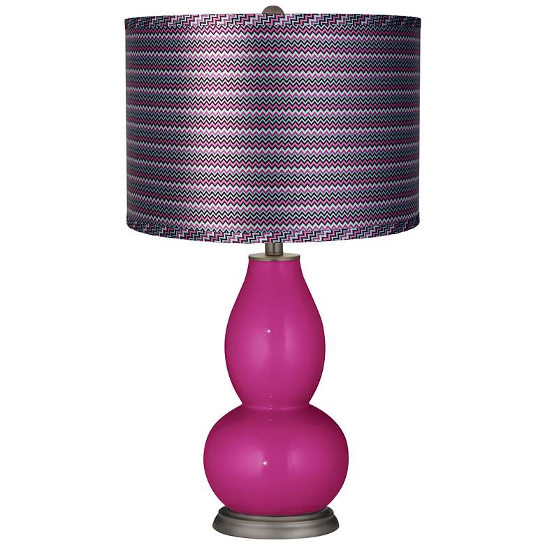 Image 1 Fuchsia Metallic - Purple Zig Zag Shade Double Gourd Lamp