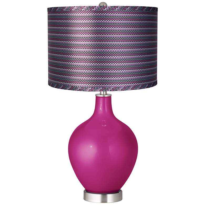 Image 1 Fuchsia Metallic - Purple Zig Zag Shade Ovo Lamp