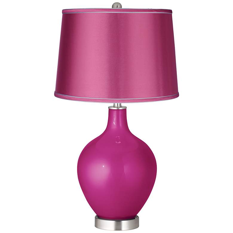Image 1 Fuchsia Metallic - Satin Pink Shade Ovo Table Lamp