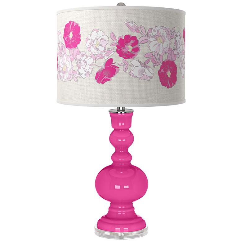 Image 1 Fuchsia Rose Bouquet Apothecary Table Lamp