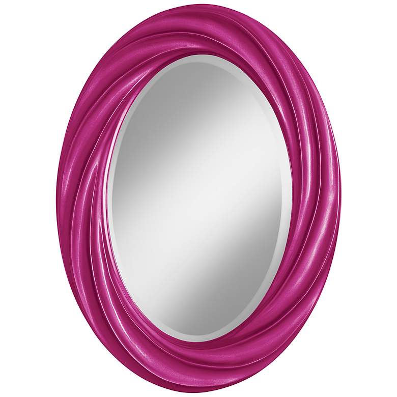 Image 1 Fuchsia Rose Metallic 30 inch High Oval Twist Wall Mirror