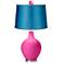 Fuchsia - Satin Turquoise Ovo Lamp with Color Finial
