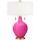Fuchsia Toby Brass Accents Table Lamp with Dimmer