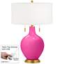 Fuchsia Toby Brass Accents Table Lamp with Dimmer
