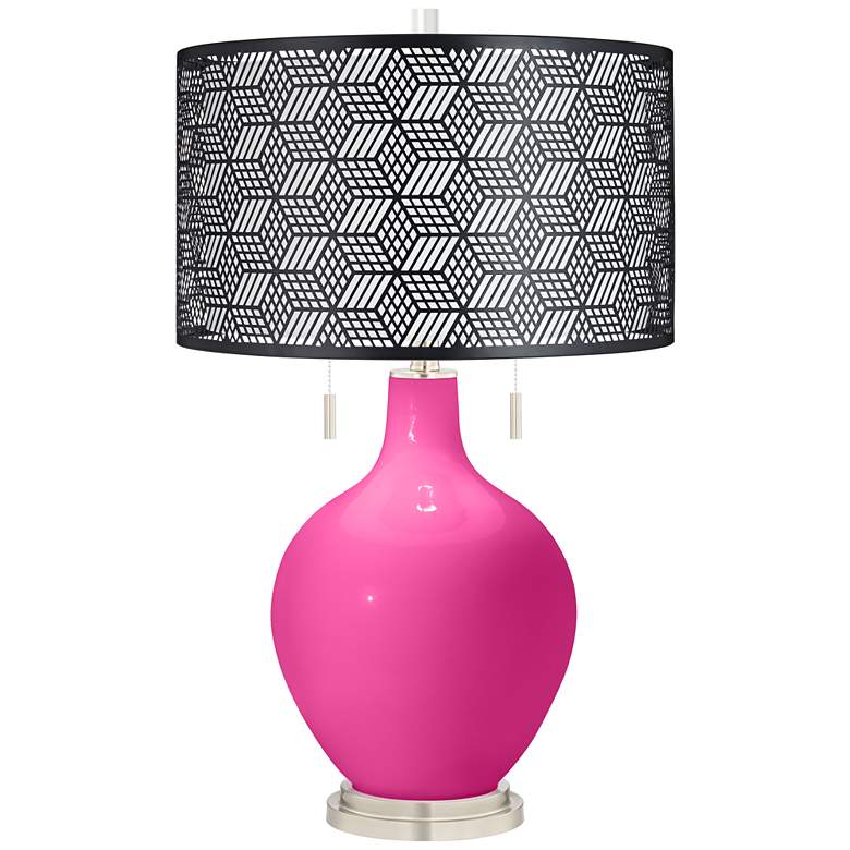 Image 1 Fuchsia Toby Table Lamp With Black Metal Shade