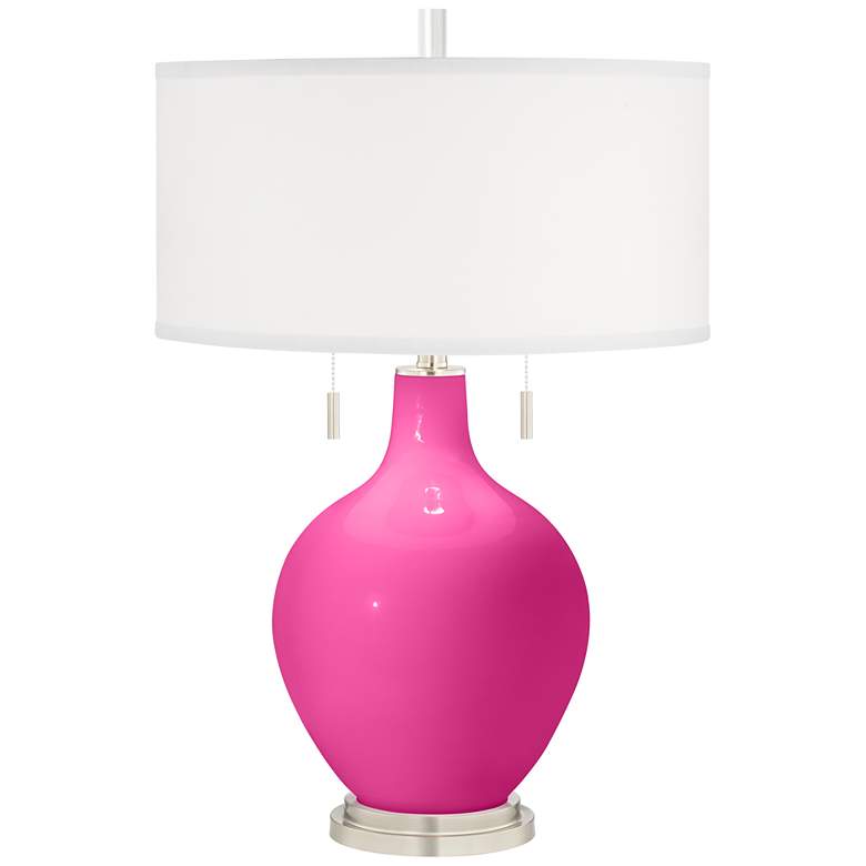 Image 2 Fuchsia Toby Table Lamp with Dimmer
