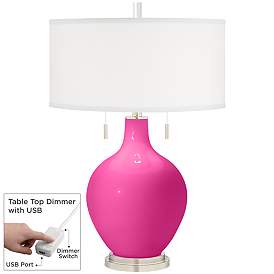 Image1 of Fuchsia Toby Table Lamp with Dimmer