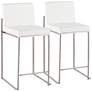 1_Fuji 26" White PU Stainless Steel Counter Stools Set of 2