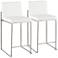 Fuji 26" White PU Stainless Steel Counter Stools Set of 2