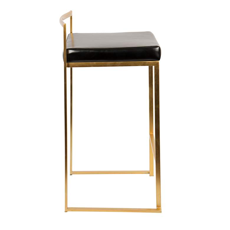 Image 3 Fuji 27" Black Faux and Gold Counter Stool Set of 2 more views