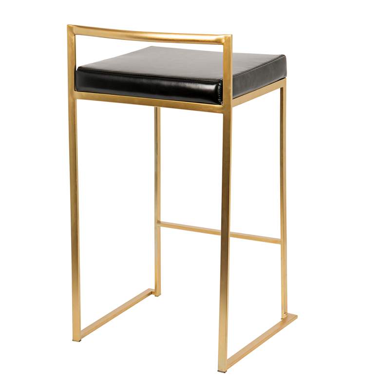 Image 4 Fuji 27" Black Faux and Gold Counter Stool Set of 2 more views