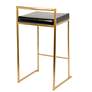 Fuji 27" Black Faux and Gold Counter Stool Set of 2
