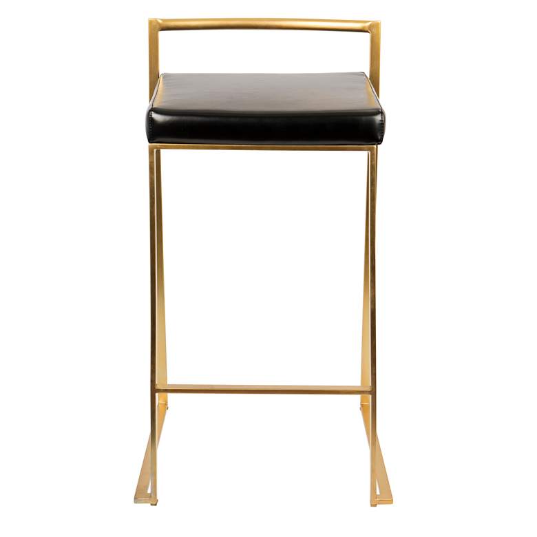 Image 6 Fuji 27" Black Faux and Gold Counter Stool Set of 2 more views
