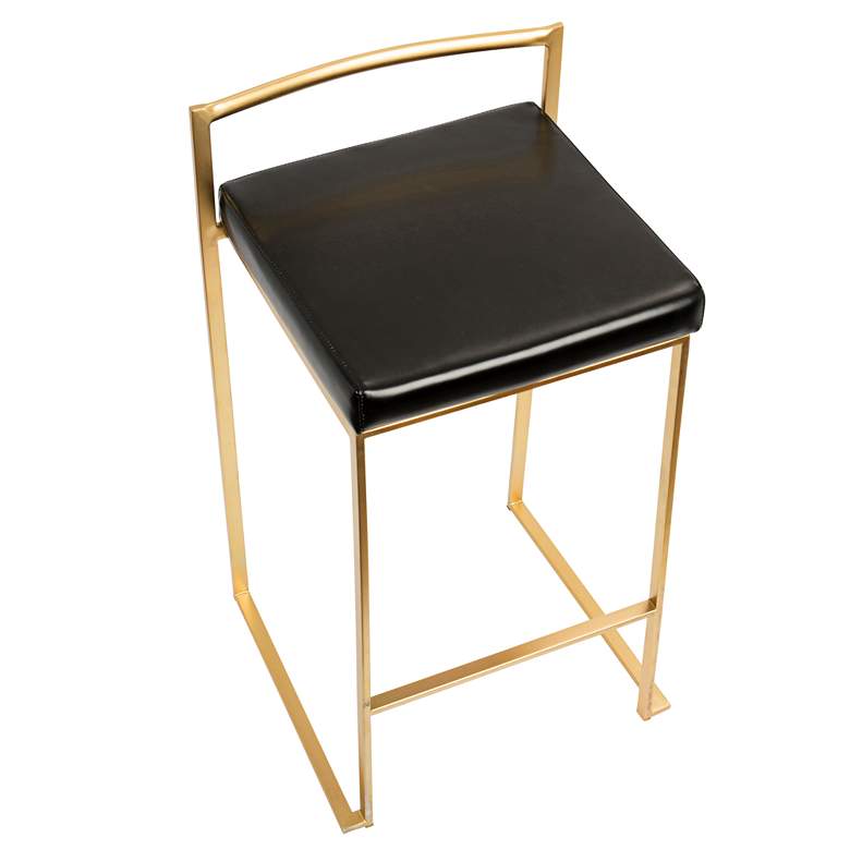 Image 7 Fuji 27" Black Faux and Gold Counter Stool Set of 2 more views