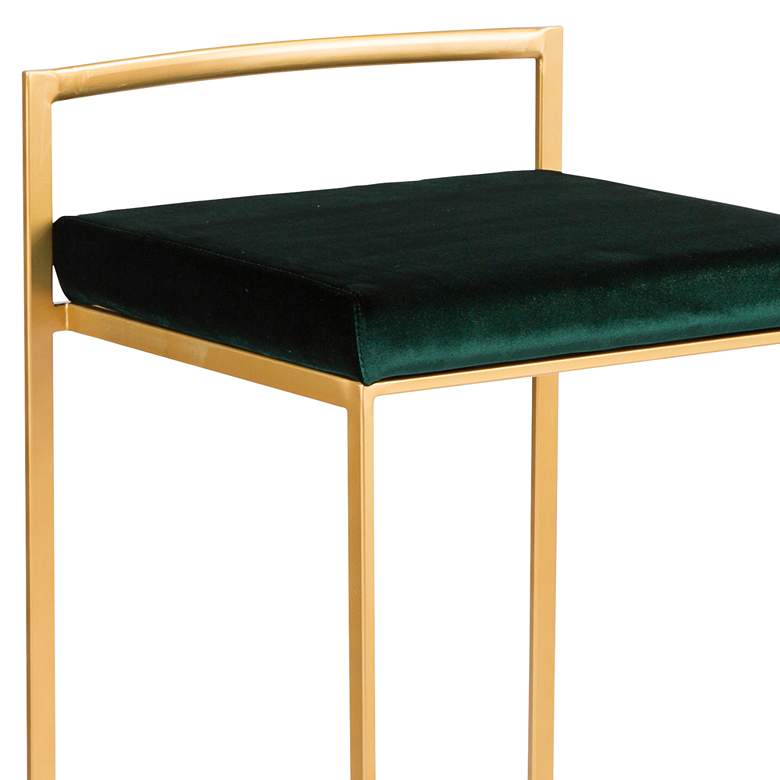 Image 4 Fuji 27" Gold and Green Velvet Modern Counter Stools Set of 2 more views
