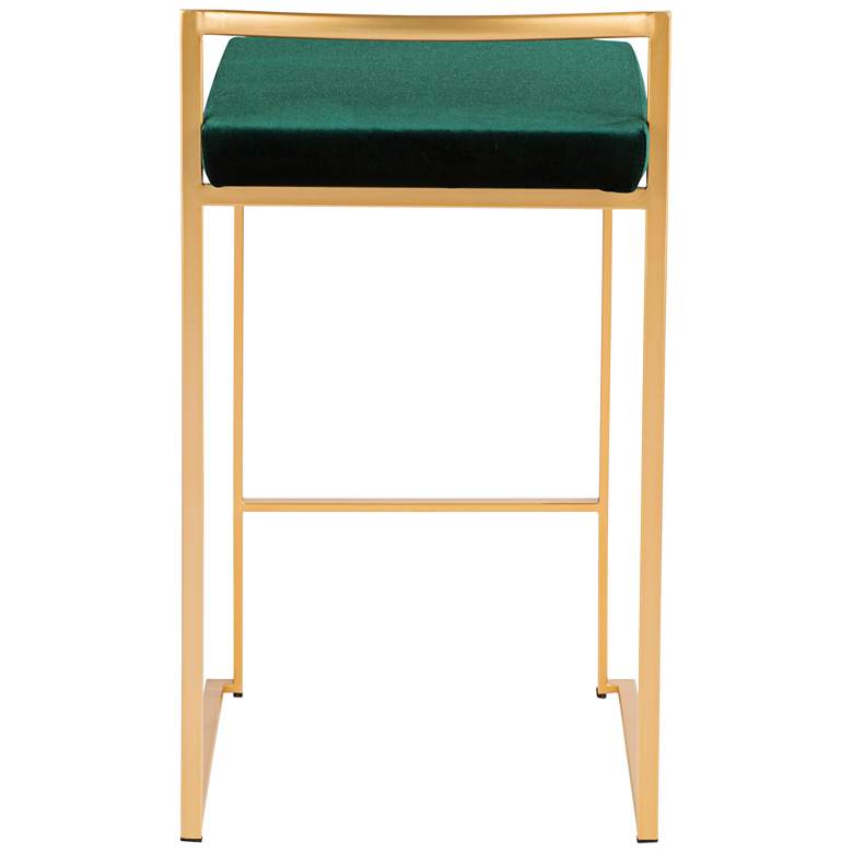 Image 7 Fuji 27 inch Gold and Green Velvet Modern Counter Stools Set of 2 more views