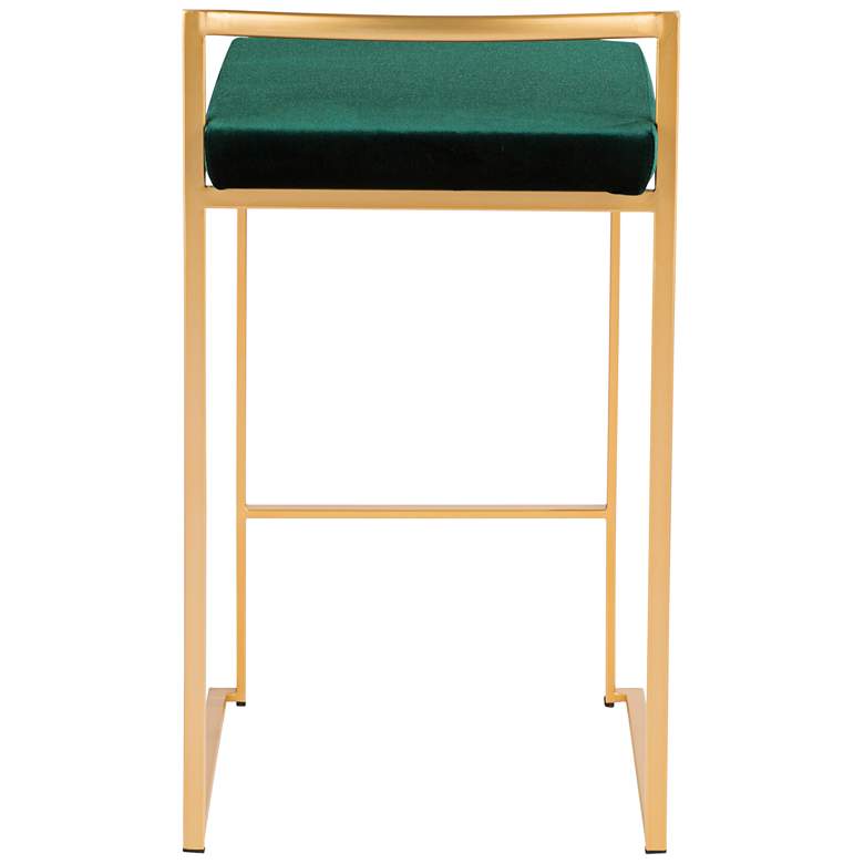 Image 7 Fuji 27" Gold and Green Velvet Modern Counter Stools Set of 2 more views