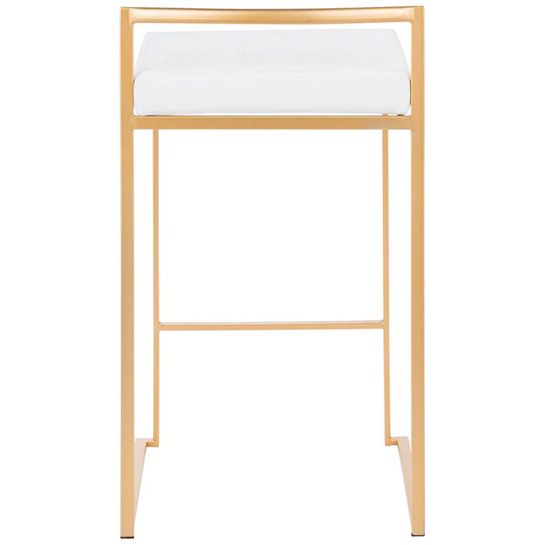 Image 3 Fuji 27" Gold and White Velvet Modern Counter Stools Set of 2 more views