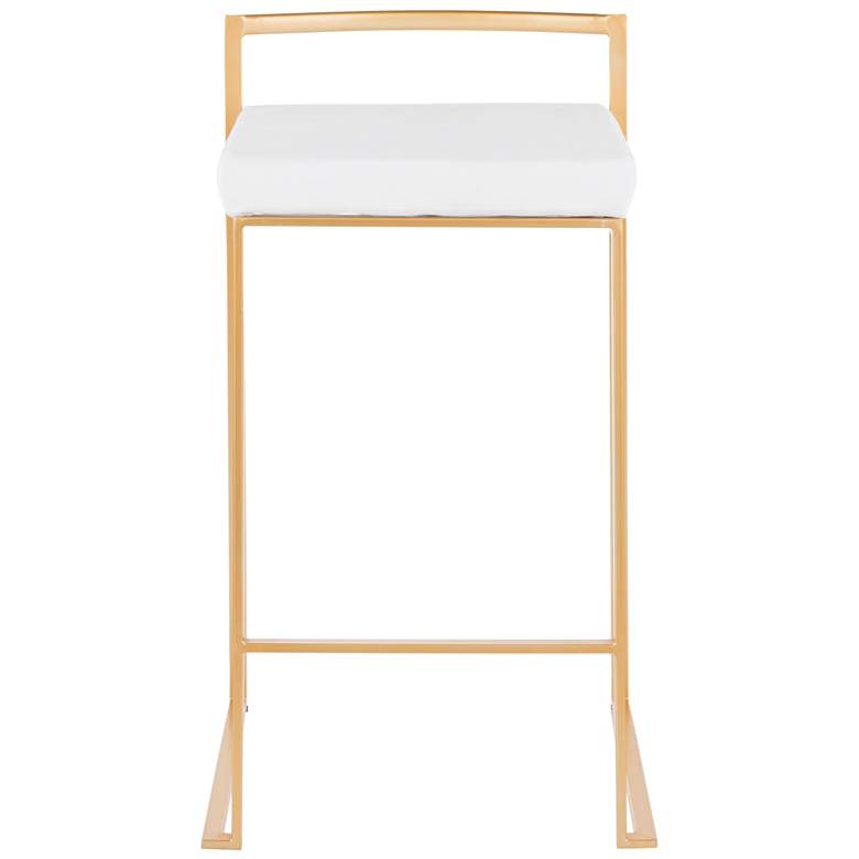 Image 4 Fuji 27" Gold and White Velvet Modern Counter Stools Set of 2 more views