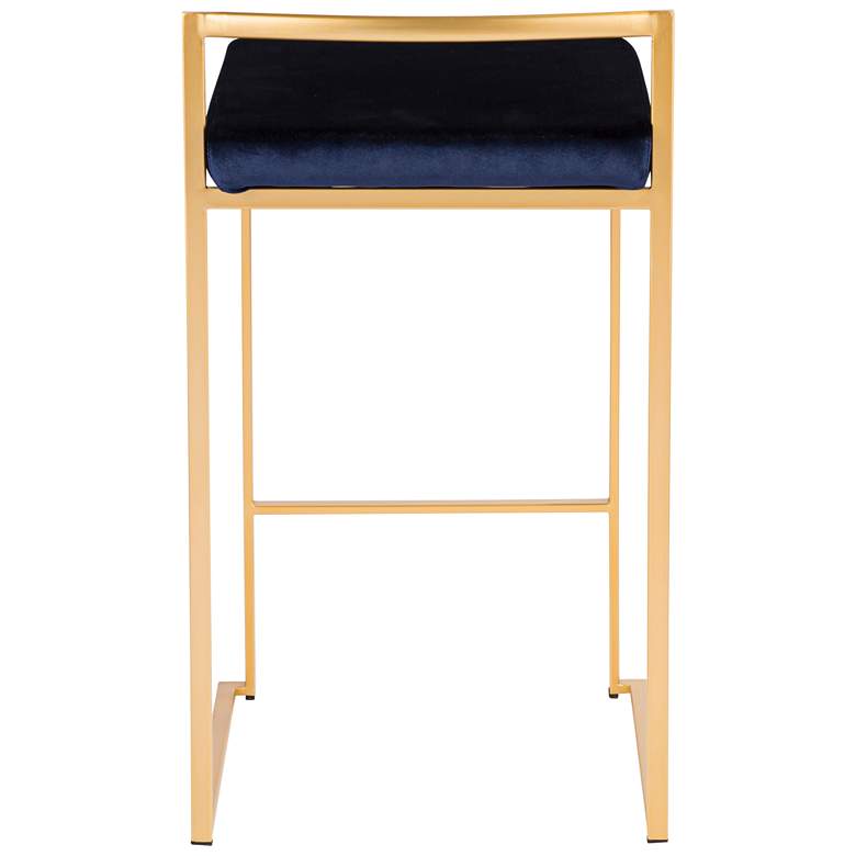 Fuji 27&quot; Stackable Blue Velvet and Gold Counter Stools - Set of 2 more views