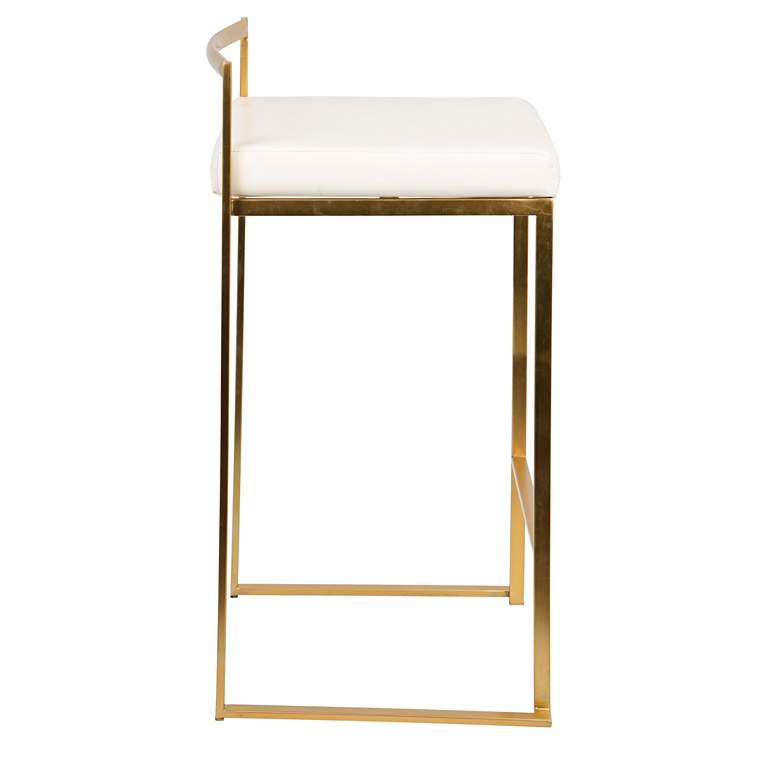 Image 3 Fuji 27" White Faux Leather Modern Counter Stools Set of 2 more views