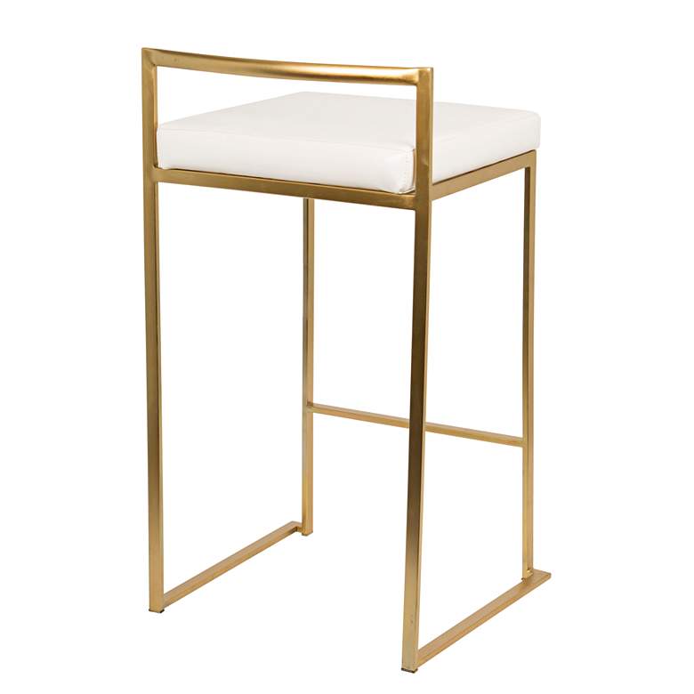 Image 4 Fuji 27" White Faux Leather Modern Counter Stools Set of 2 more views